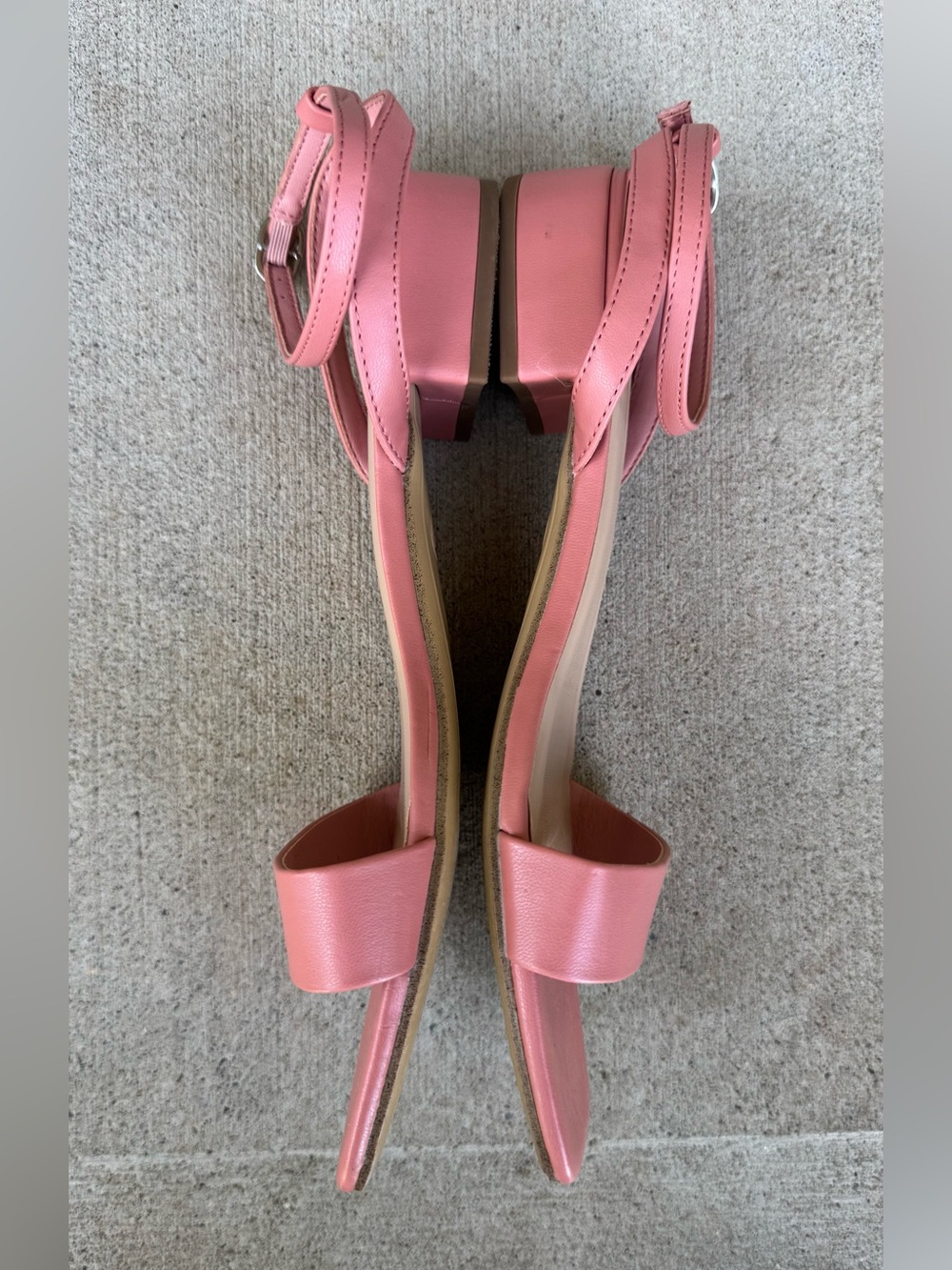 a new day Coral Pink Square-Toe Ankle-Strap Sandals, Size 8.5 - Picture 2 of 5